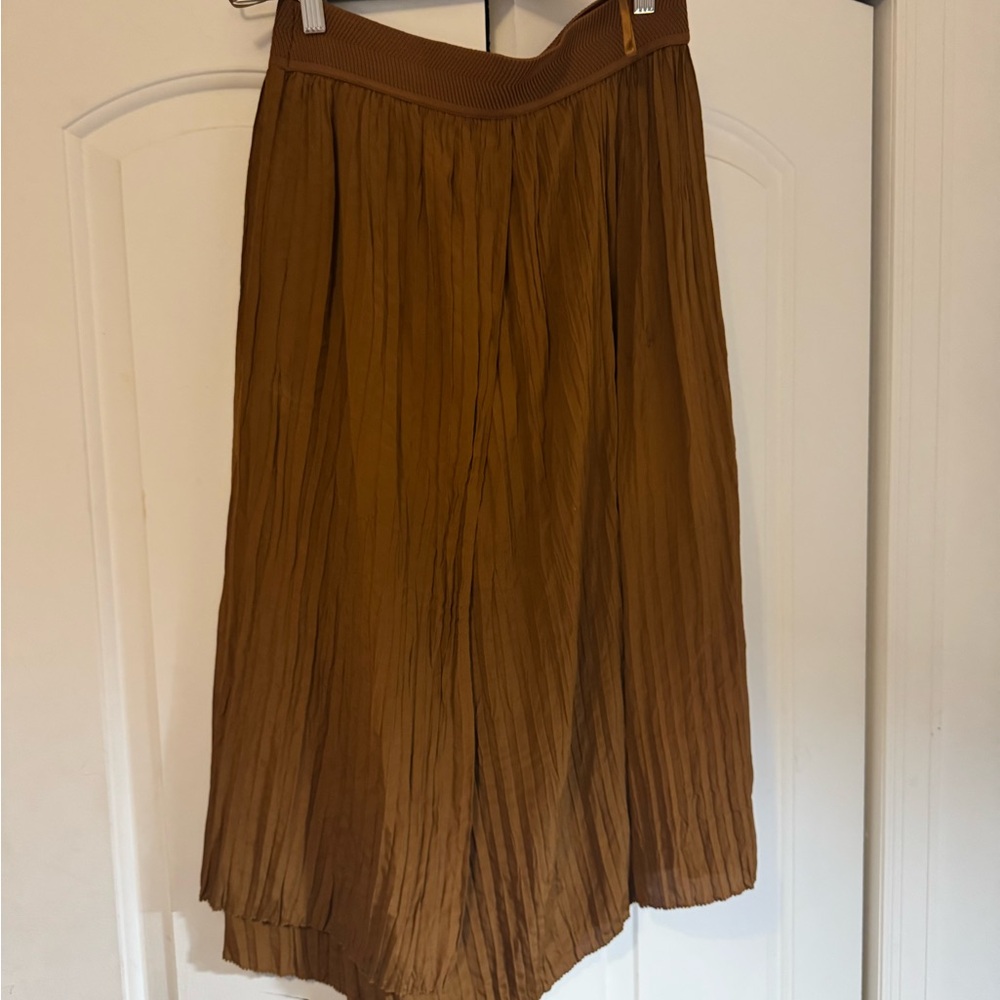 Vince Brown Pleated Skirt